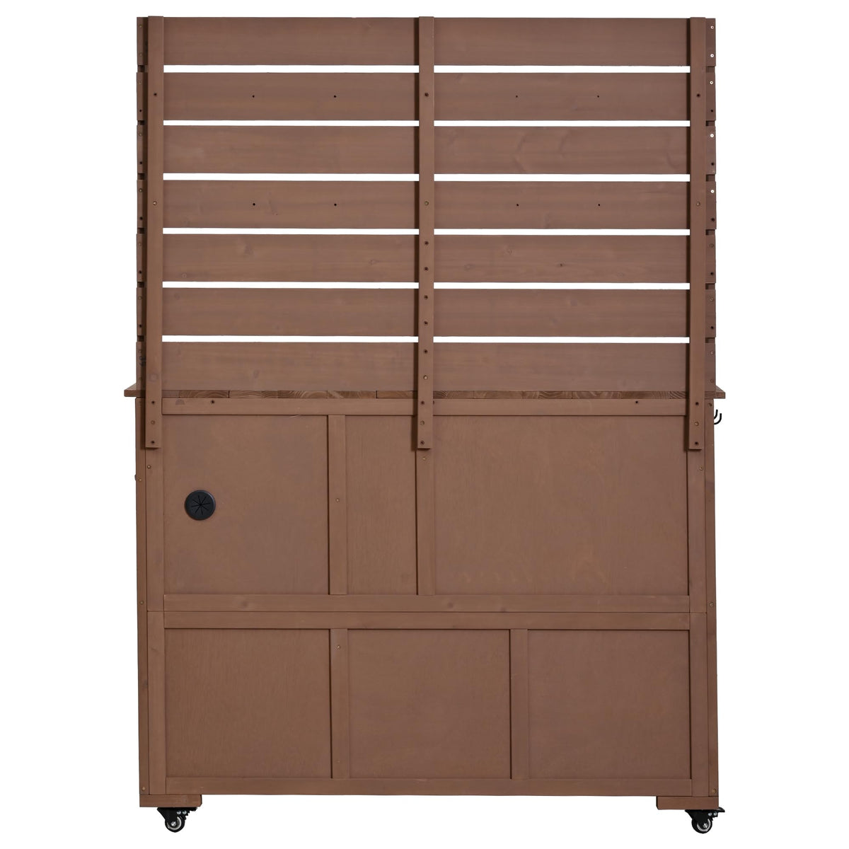 Outdoor Grill Cart with Storage Cabinet, Wood Outdoor Kitchen Island Prep Cart Grill Station for Food Prep and BBQ, Brown