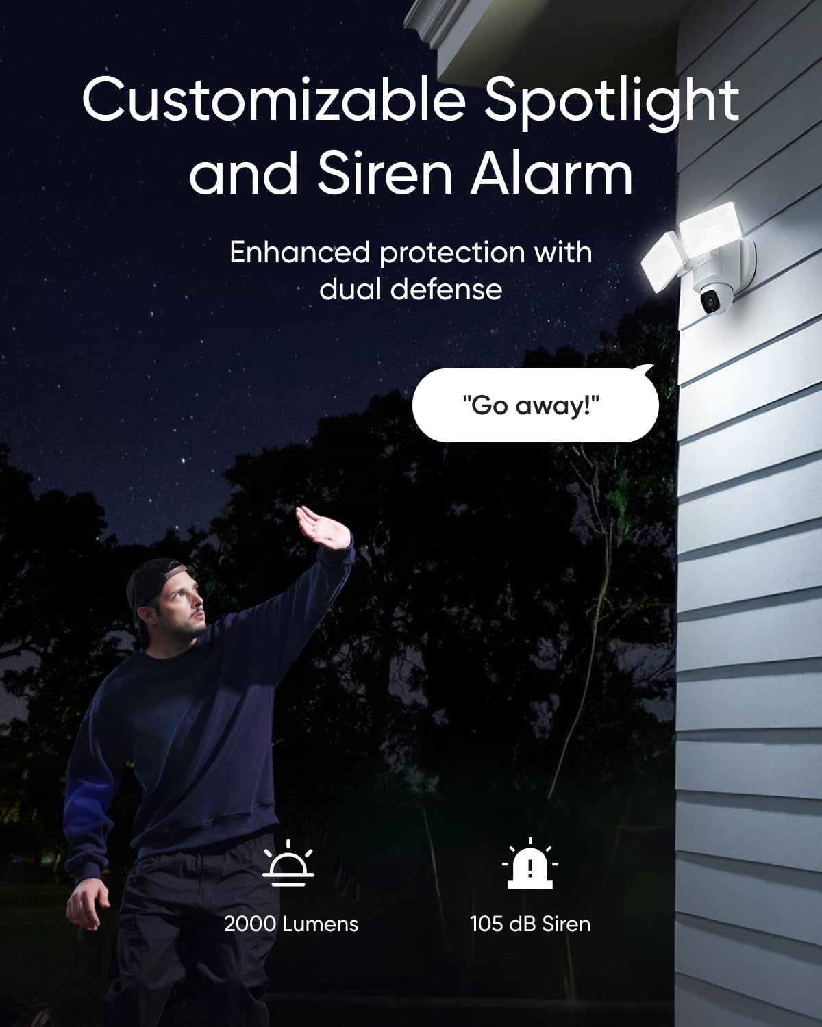 eufy Security Floodlight Camera E30, Security Camera Outdoor, 360° Pan and Tilt, AI Detection and Tracking, 2K Video, 2.4GHz Wi-Fi, 2,000 Lumens, Built-in Siren, 24/7 Recording,No Monthly Fee