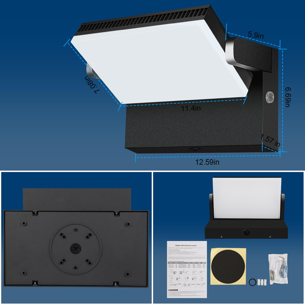 ledmo 150W LED Wall Pack Light Outdoor Dusk to Dawn LED Wall Pack Light Freely DIY Rotatable Modern 5000K Waterproof Black Security Floodlight Fixture for Shop House Area Barn,4 Pack
