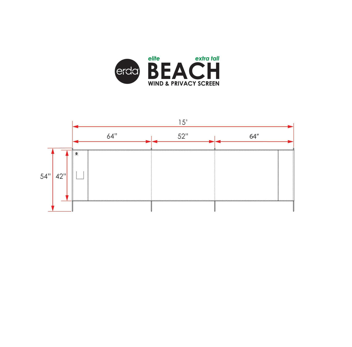 erda Tide-Dye Elite Beach Recycled Polyester Rip-Stop Extra Tall 42" Lightweight Windscreen, Privacy Screen, Wind Blocker, Free Matching Shoulder Bag (New Mahogany Wood Poles)