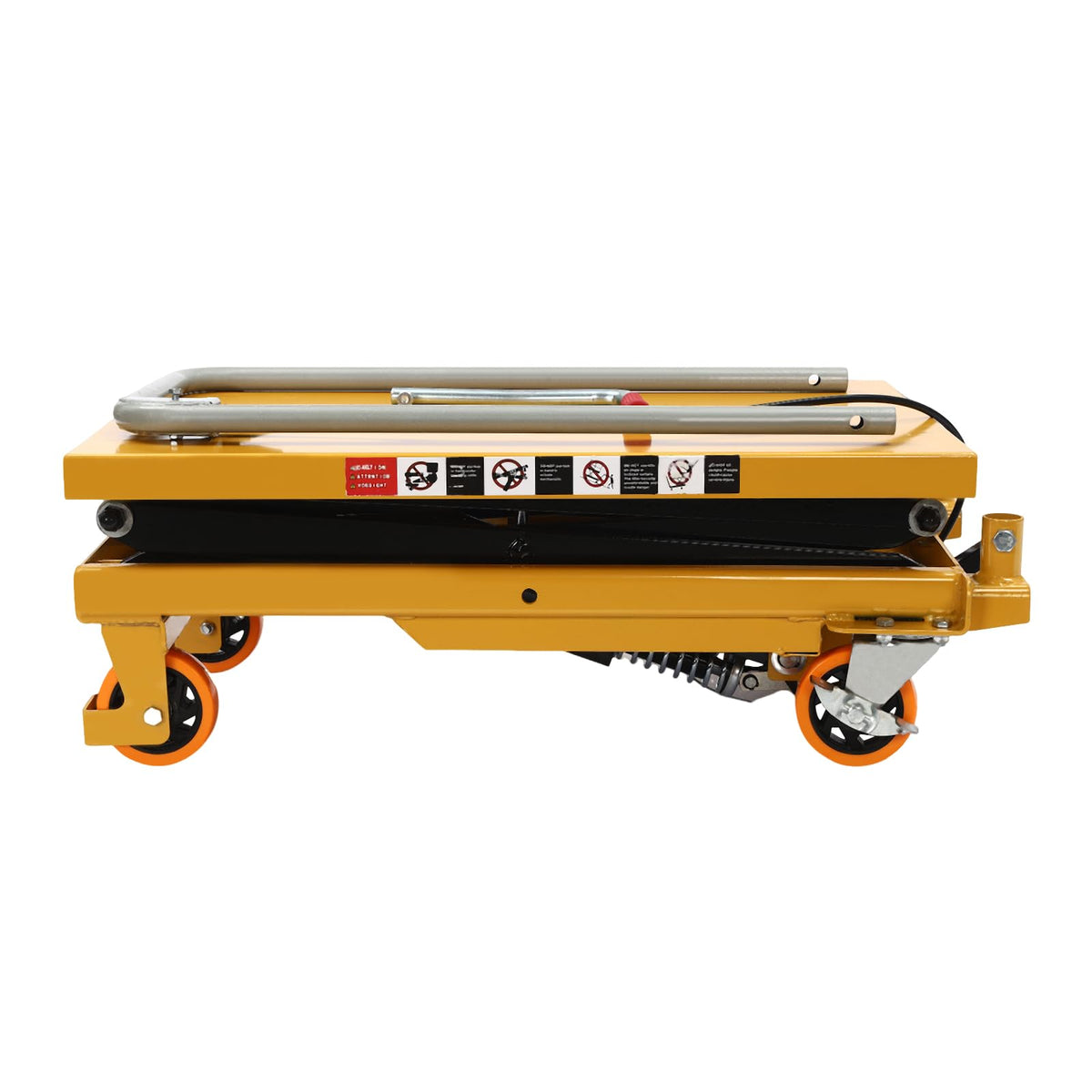 770lbs Double Scissor Hydraulic Lift Table Cart with 4 Wheels for Material Handling and Transportation, 51" Max. Lift Height Hydraulic Scissor Lift Table