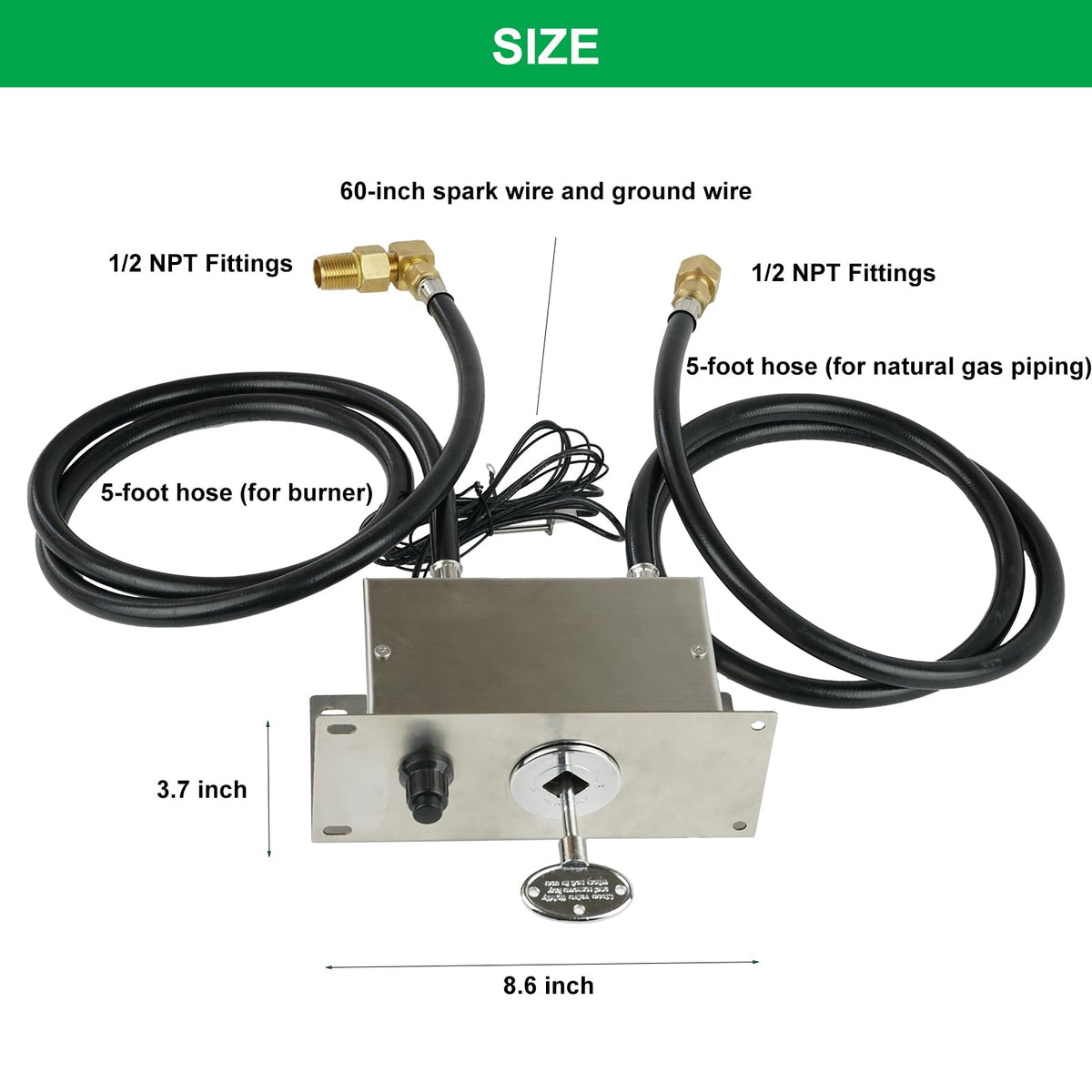 YINIMI All-in-One Natural Gas Fire Pit Ignition System Kit, Outdoor DIY Fire Pit Accessory