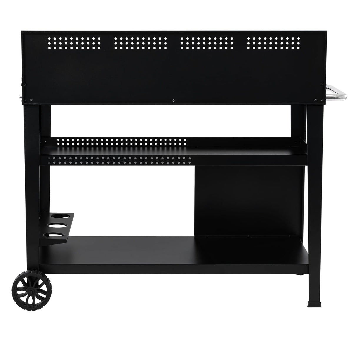 Royal Gourmet PC4401B 3-Tier Dining Cart with Wind Guard, Sturdy Structure and Ample Storage Shelves, for Indoor & Outdoor use,with Bottle Opener, Hooks, Wine Rack, Multifunctional Side Handle, Black