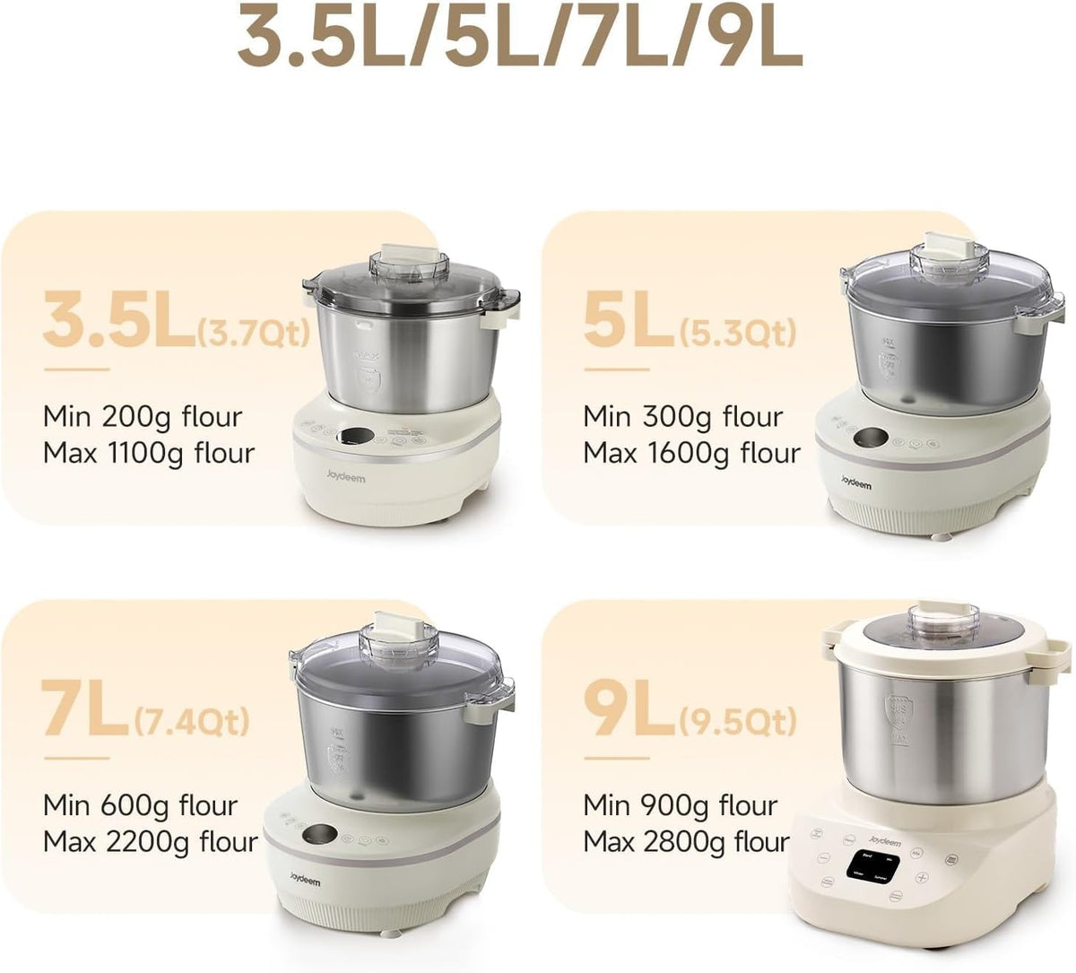 Joydeem HMJ-A701 Electric Dough Maker (7.4Qt) with Ferment Function - Ideal for Bread, Pizza, Sourdough & Dumpling Dough Mixer