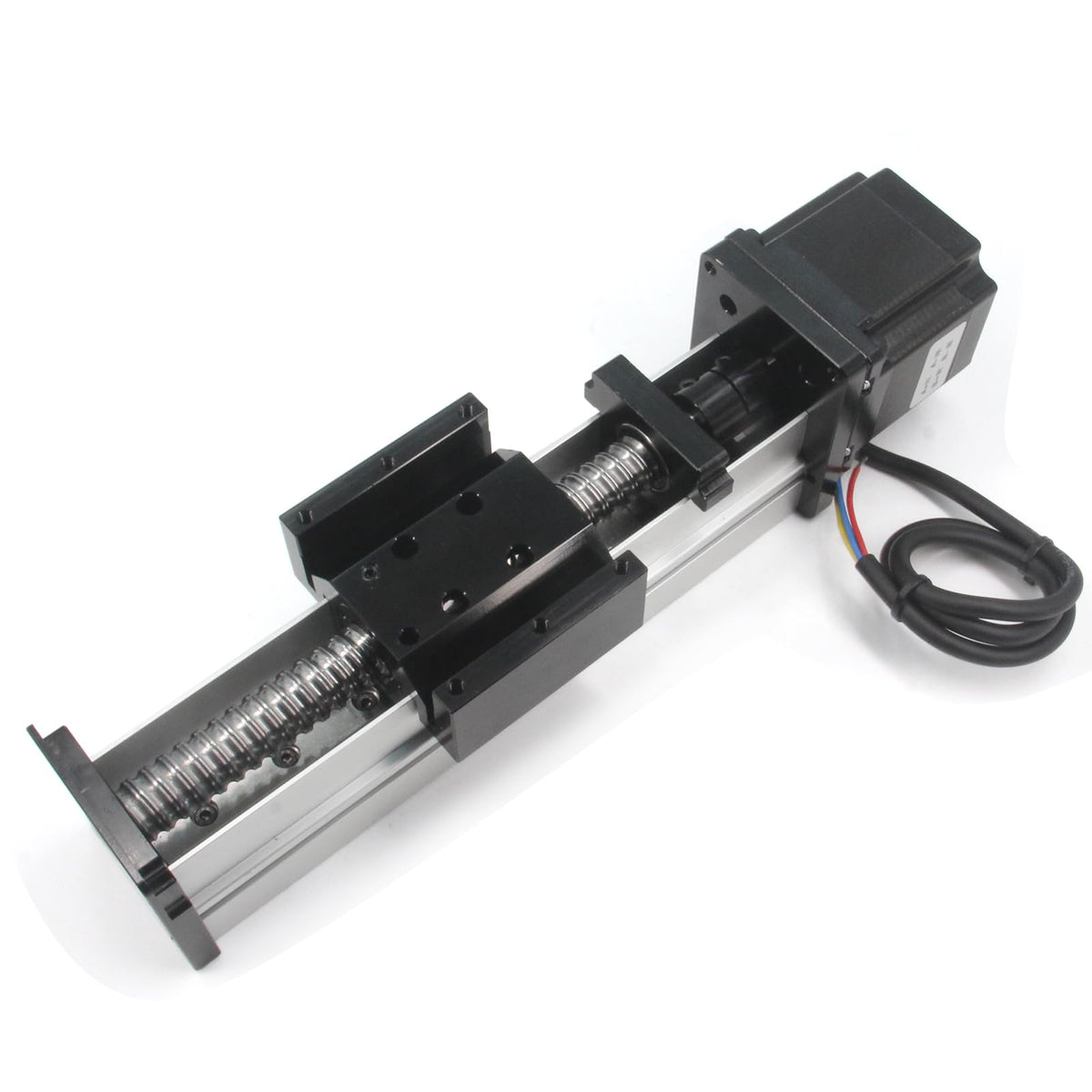 Zeberoxyz Fully Enclosed Linear Rail Guide Ballscrew SFU1605 with Square Linear Rails with NEMA23 Stepper Motor, 100mm Effective Stroke Length for CNC Router Parts (Size:100mm)