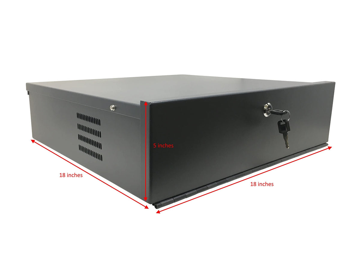 Kenuco Heavy Duty 16 Gauge DVR Security Lockbox with Fan (Black 18'' X 17.9'' X 4.96')