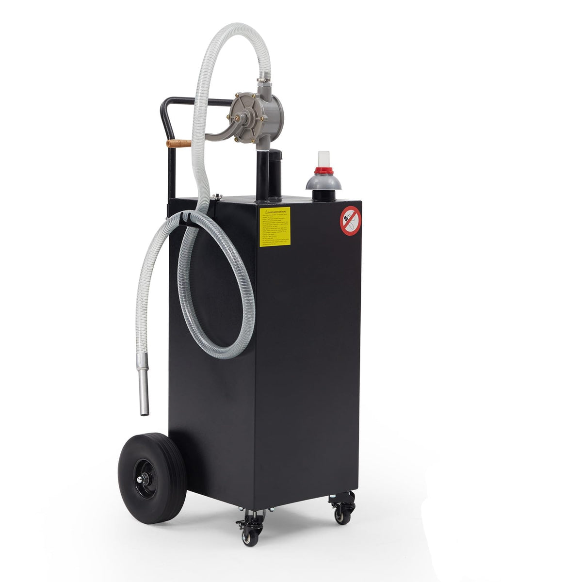 40 Gallon Fuel Caddy with Manual Hand Pump, Heavy Duty Portable Gas & Diesel Transfer Tank on 4 All-Terrain Wheels, Spill-Proof Container with Locking Brakes for Tractor, Truck, Boat, ATV, Lawn Mower