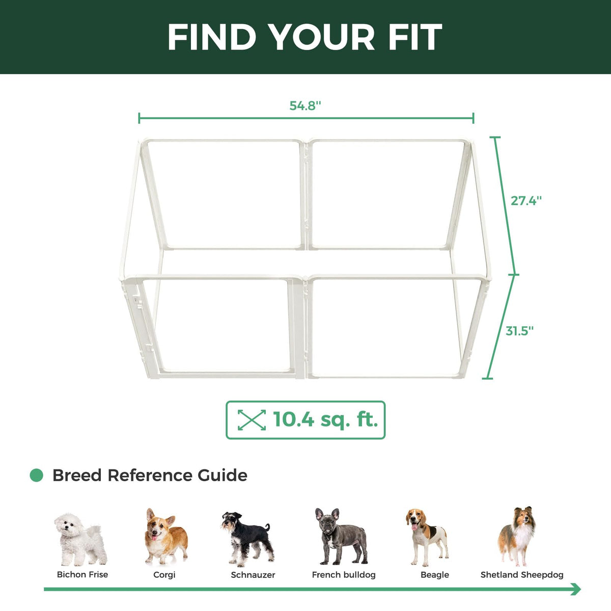 FXW AuraSpace Pro Acrylic Indoor Dog Playpen, Heavy-Duty with Metal Frame, 32" Height 6 Panels for Small and Medium Dogs, White│Patented