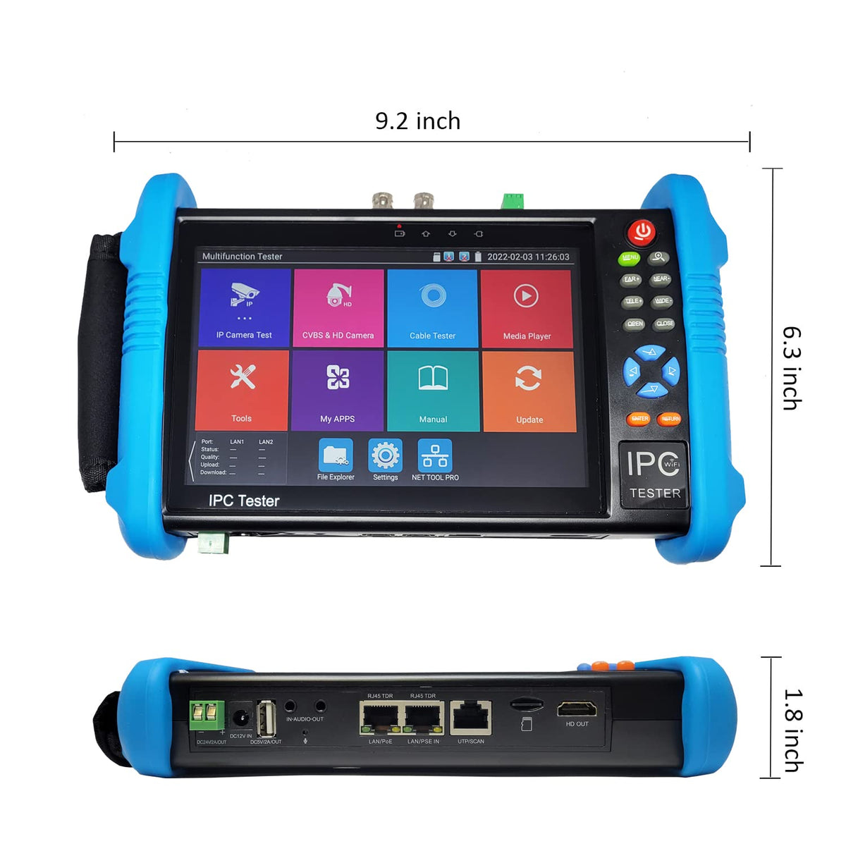 101AV IPS Touch Screen Security CCTV 7” 7in1 Test Monitor Support IP cam, Standard Analog Camera (CVBS) & HD TVI/AHD/CVI Camera up to 8MP