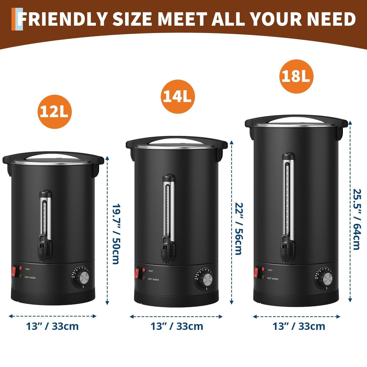 120 Cup Coffee Urn, 18L/4.8Gal Stainless Steel Hot Beverage Dispenser, Fast Brew Rapid Extraction, Auto Temperature Control Faucet, Commercial Hot Water Urn for Party Buffet Catering, Black