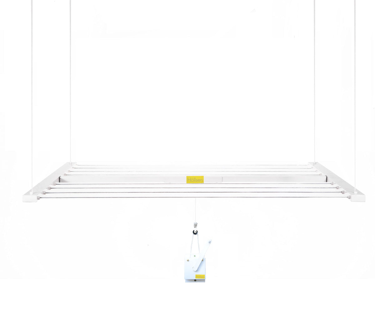 Höllsen Ceiling Mounted Pulley Drying Rack – Aluminum Clothesline for Indoor or Outdoor Use – Space-Saving Solution for Modern Laundry Rooms (47.3" x 23.6")