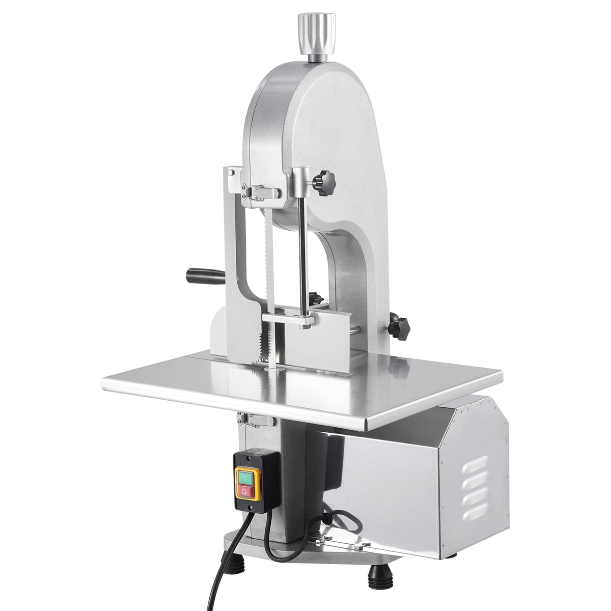 1100W Commercial Electric Meat & Bone Band Saw with Stainless Steel Table (19.3"X15"), Adjustable Thickness 0.16-7.9", Includes 5 Blades – Frozen Meat Cutter Ideal for Butcher Shops, Restaurants, Home
