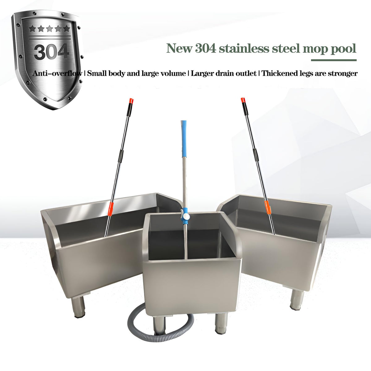 CYGJYZOD Floor Mop Sink With Drainage/Strainer,stainless steel utility sink,304 Stainless Steel,for Laundry Room,Kitchen, Restaurant, Garages,(S-17.7"L x 16.1"W x 21.6"H)
