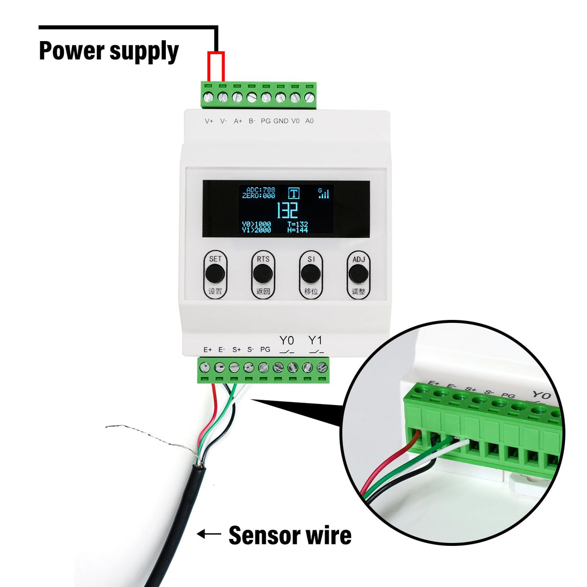 Load Cell Sensor with Signal Transmitter Amplifier,High Precision Weight Sensor Display Signal Output RS485 0-5V 0-10V 4-20mA Two Sets of Relays,Multiple Weight Display Units (0-5T)