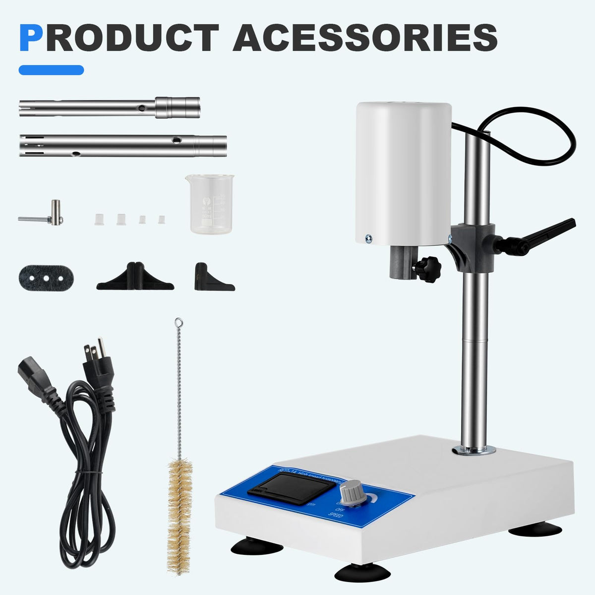 Consfly High Speed Homogenizer Lab Disperser Emulsifier 5~1500ml 110V Dispersion Mixer RCD-1A with 2 Extended Working Heads