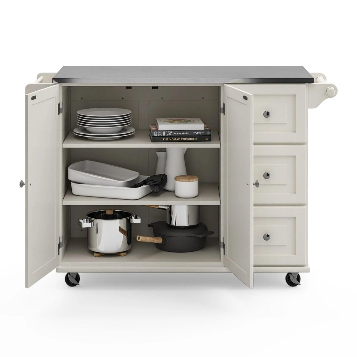 homestyles Dolly Madison Off-White Kitchen Cart