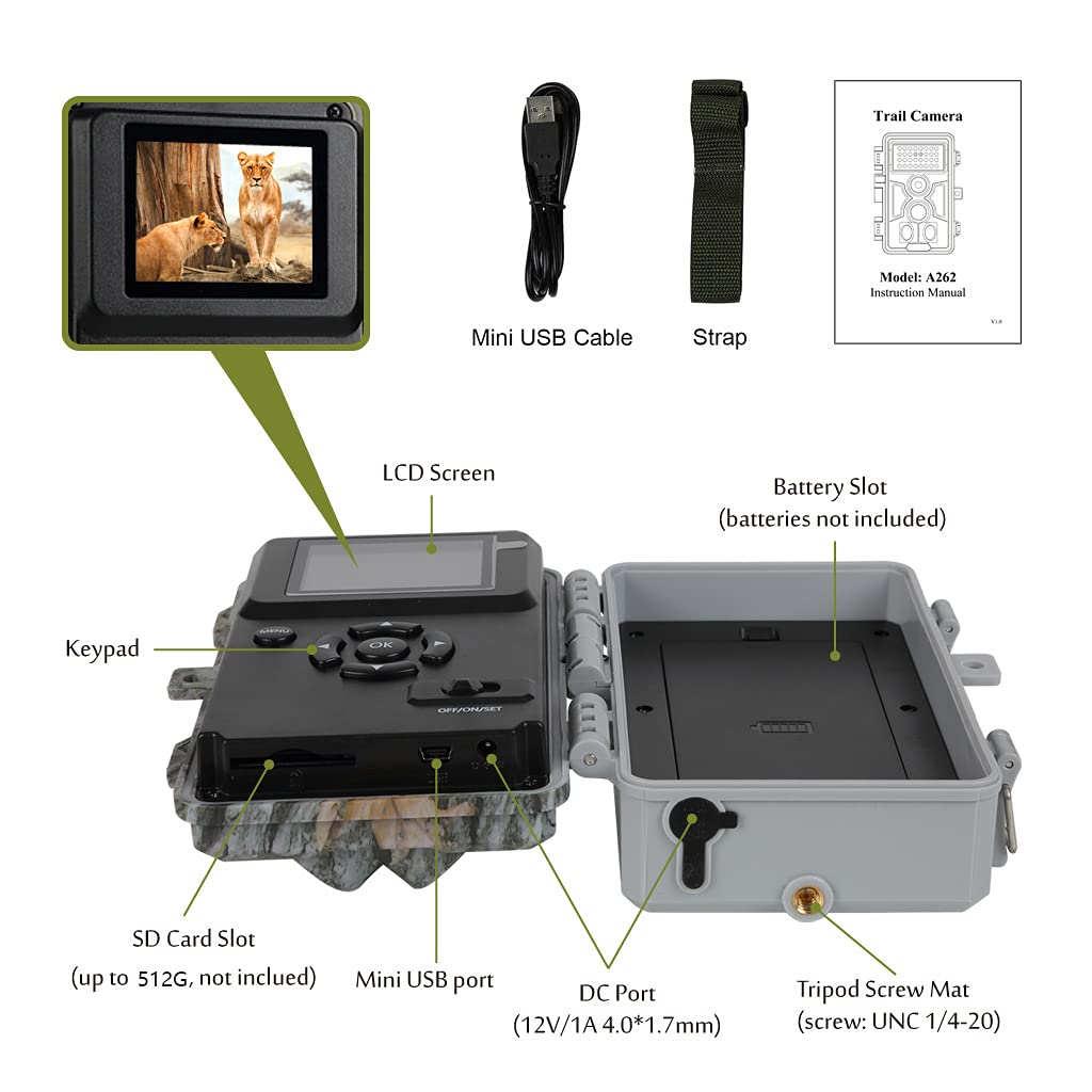 Agitato 2-Pack Trail Camera 64MP 1296P H.264 MP4 Video No Glow 90ft Night Vision 0.1S Trigger Speed Motion Activated Waterproof IP66 Game Cam for Wildlife Hunting or Home Surveillance