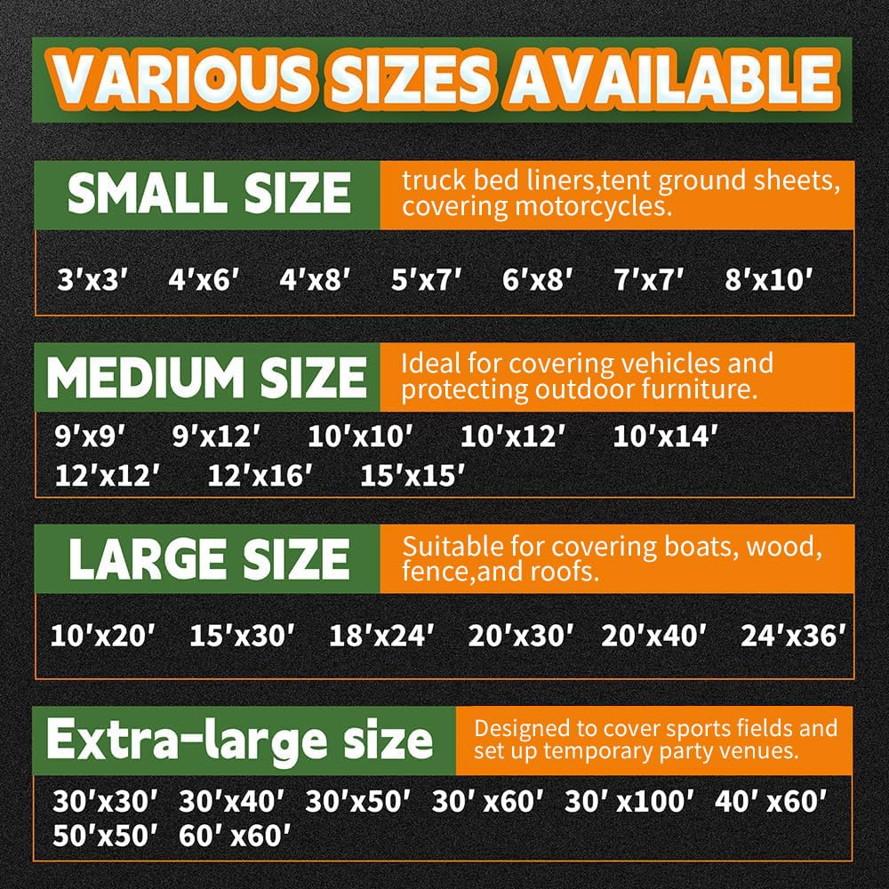 RAINDEWAY Tarps Heavy Duty Waterproof 30x100 Feet,10Mil Thick Multipurpose Large Tarp Cover with Metal Grommets and Reinforced Edges,Silver/Brown Tarp