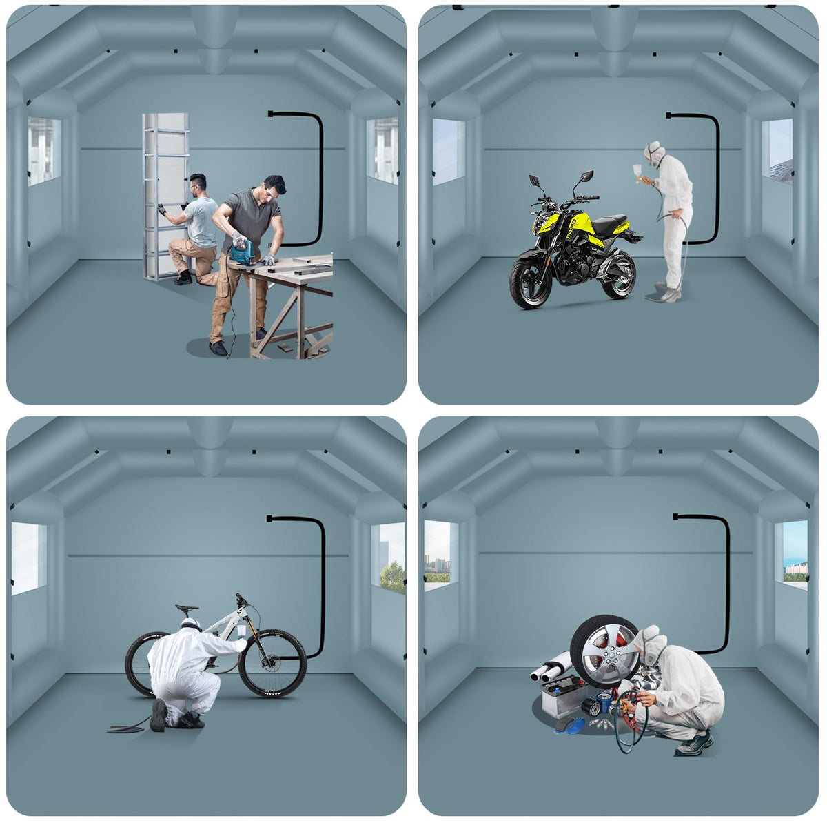 GONFLABLE 20 * 13.5 * 9FT Inflatable Spray Booth with One Blower 1100W, Airbrush Paint Booth Blow up Tents for Camping Auto Car Parking Workstation Club
