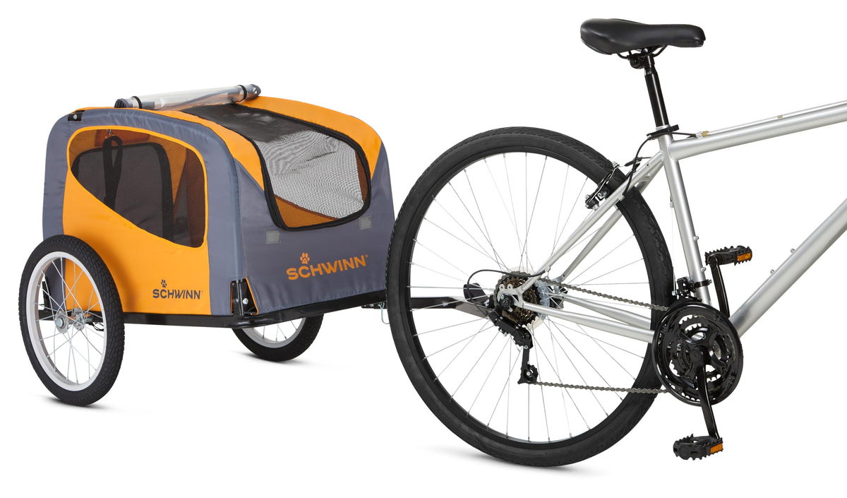 Schwinn 13-SC315 Rascal Bike Pet Trailer, For Small and Large Dogs, Lightweight, Tow with Bicycle, Up to 50 lbs. Small, Orange/Grey