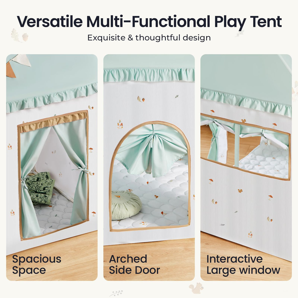Tiny Land Kids Play Tent with Tunnel, Pop Up Play Tent with Ball Pits, Kids Tent with Printed Mat