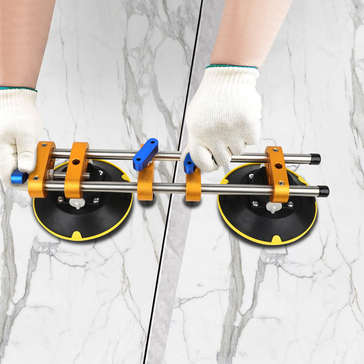 Upgrade 2 Pack Seamless Seam Setter with 6 inch Vacuum Suction Cups, Granite Seam Setter for Countertop Joining & Leveling, Seam Joiner for Stone (With Replacement Air Pump+Tool Bag+Torpedo Level)