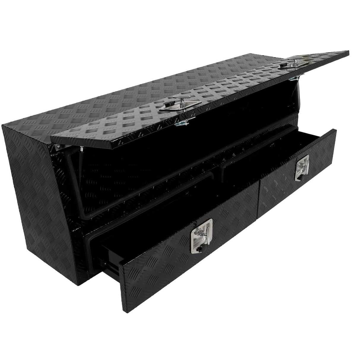 SCITOO 60" Aluminum Diamond Plate Truck Bed Tool Box,Heavy Duty Crossover Storage for Most Full Size Pickups,Lockable Weatherproof Chest,Fits 60 Inch Truck Beds,Easy Access to Load and Unload