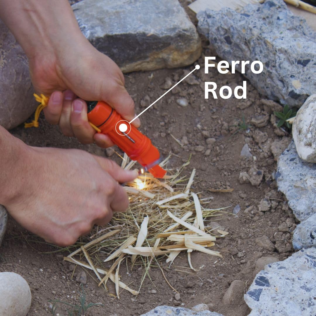 Emergency Zone 5 in 1 Survival Whistle. Compass, Whistle, Water-Resistant Container, Signal Mirror, Ferro Rod. 300 Pack