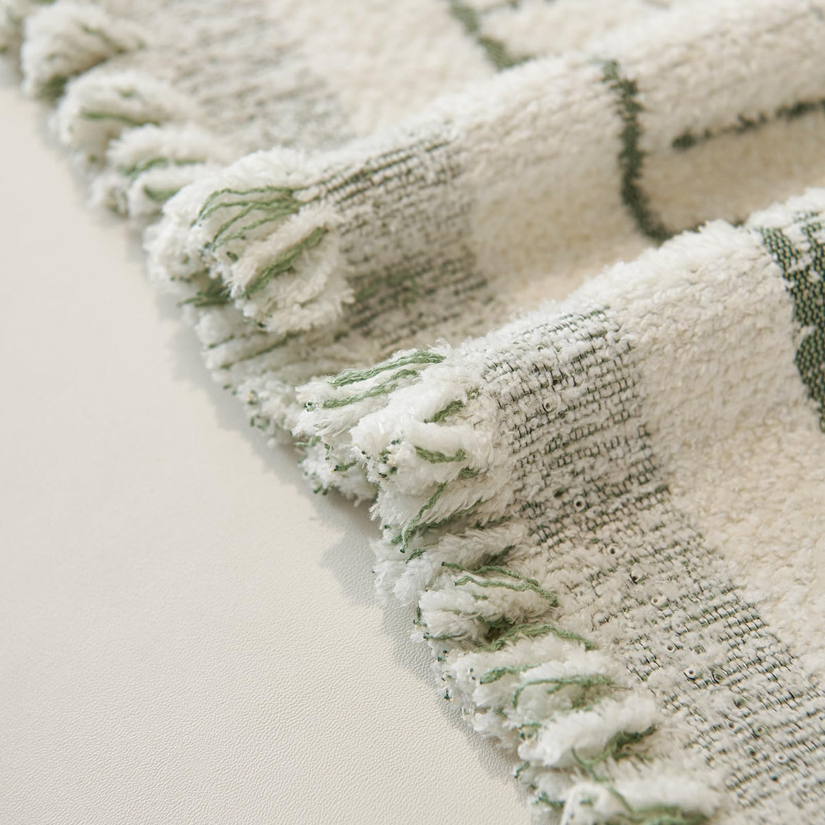 VOGOL Anti-Scratch Chenille Couch Cover, Sage Green Leaf Pattern Sofa Protector, 70x134 Durable Woven Throw for 3 Cushion Couch, Modern Living Room Decor, 1 Pack
