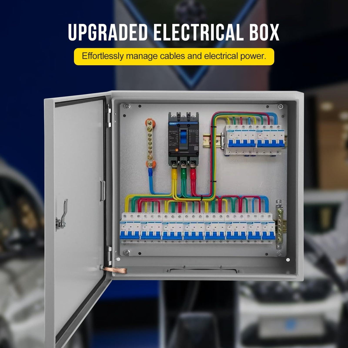 Outdoor Electrical Box,24 x 24 x8 NEMA 4X Steel Junction Box,IP66 Waterproof & Dustproof Electrical Enclosure Box,Outdoor/Indoor Electrical Project Box with Lock & Mounting Plate