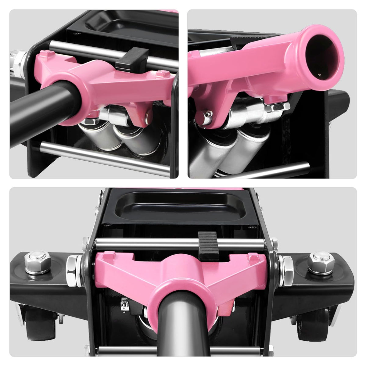 DNA Motoring Low Profile Hydraulic Trolley Service/Floor Jack, 3 Ton (6000 lbs) Capacity, Lifting Range 3"-20", Pink, TOOLS-00475-PK