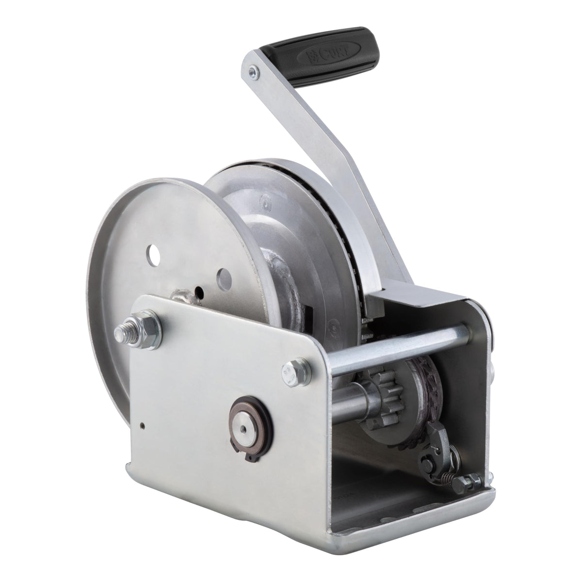 CURT 29615 Hand-Crank Brake Winch, 1,500 lbs, 5:1 Gear Ratio, 10.6" Handle