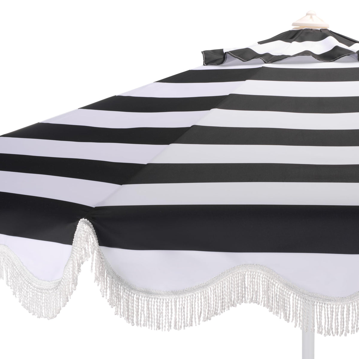 SAFAVIEH Outdoor Patio Furniture Collection – Lucerna 9 Ft Crank Patio Umbrella, Black Stripe & White Pole, Market Umbrella with Crank Lift (PAT8025A)