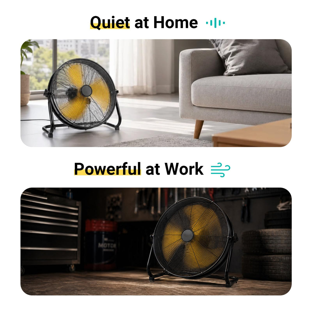 18" High Velocity Brushless Floor Fan Compatible with Dewalt 20V Max Battery(Tool Only), 2500 CFM Cordless Heavy Duty Metal Fan, 5 Speeds Portable Industrial Shop Fan for Home, Garage, Attic, Camping