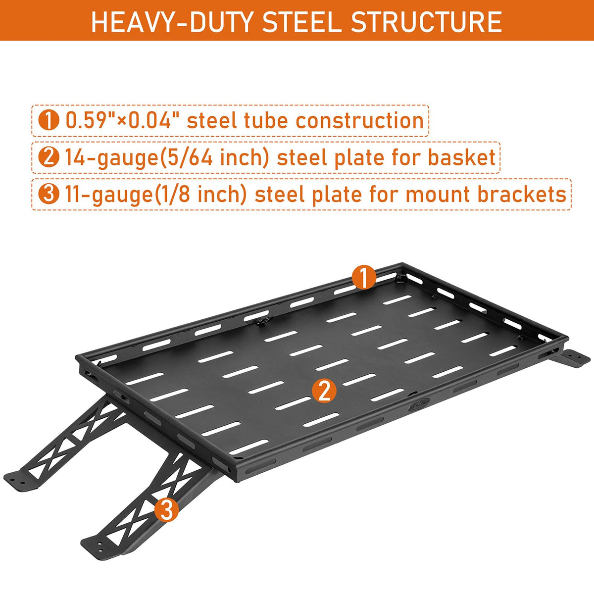 Hooke Road Rear Trunk Cargo Rack Basket Tray for 2007-2026 Jeep Wrangler JK JL 4-Door Hardtops, Sturdy Steel Shelf for Camping Trip Gear