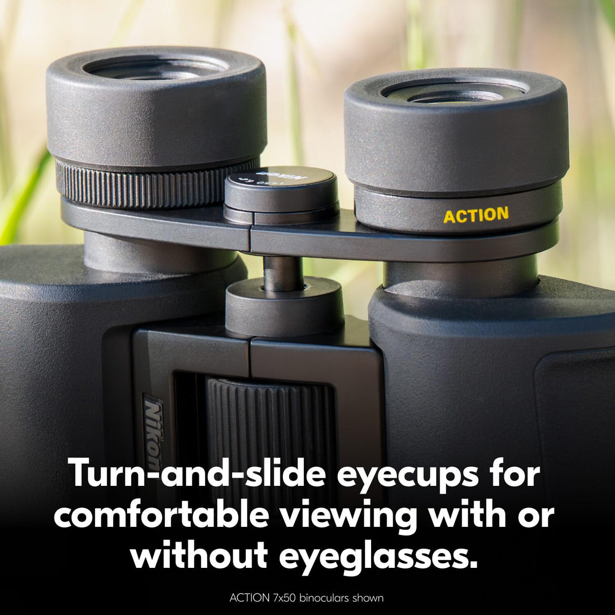 Nikon Action 12x50 Binocular | Multilayer-Coated Nikon Optics, high-Power 12x Magnification, Bright 50mm Objective Lenses, Turn-and-Slide Adjustable eyecups and Tripod-Ready Porro-Prism Design