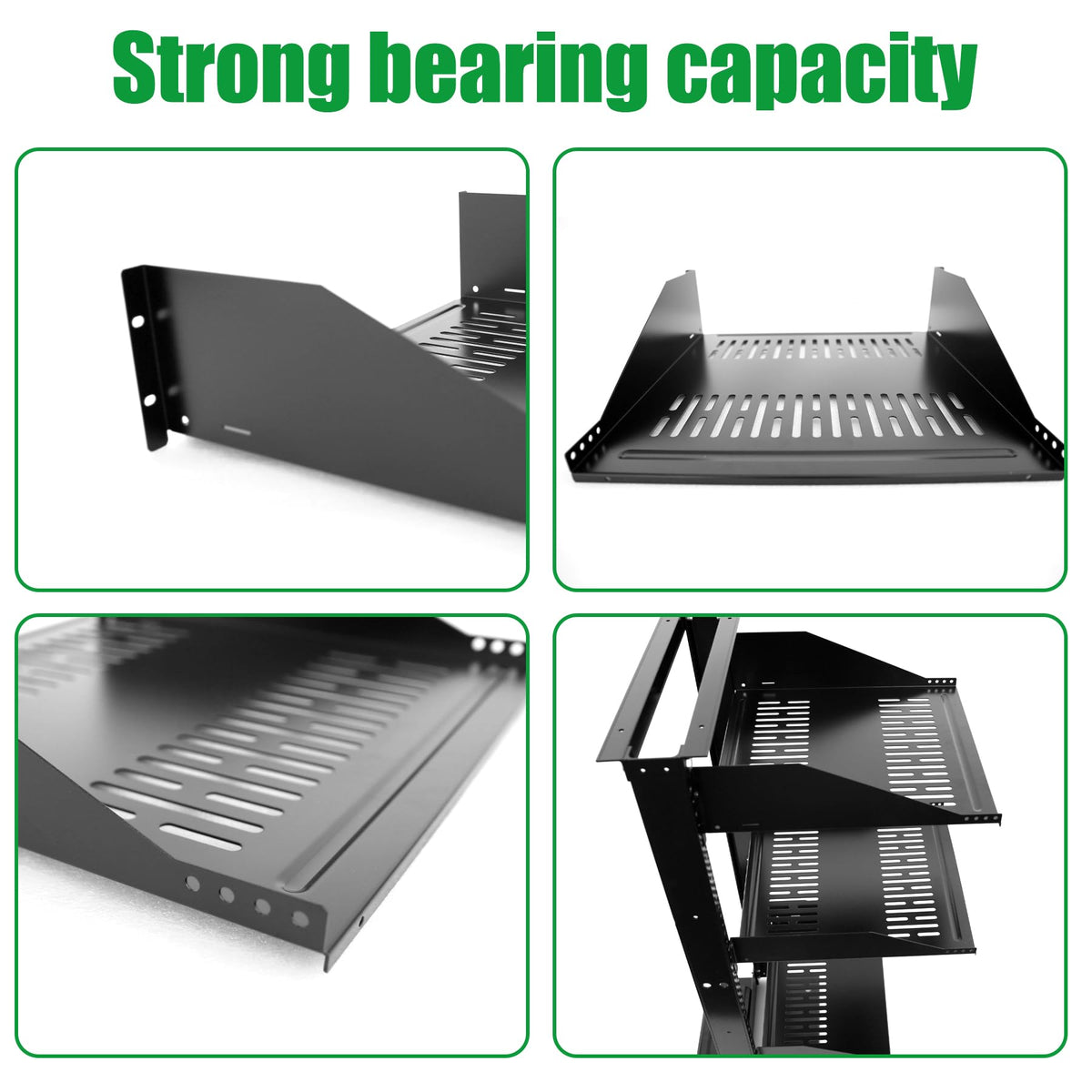 Server Rack Shelf-Universal Vented Rack Mount Cantilever Tray for 19" Network Rack & Cabinet - Heavy Duty Steel - Weight Capacity 115lb-3U H 18" D/ 2 Pieces Packaging GLOBALRACK (3U18, 18INCH)