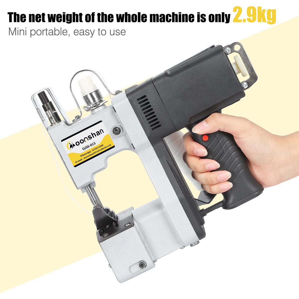 Moonshan Bag Sewing Machine 2s/bag Bag Closing Machine Portable Bag Closer 6.4Lbs Automatic Woven Bag Sewer Packing Machine for Packing Bags Non-woven Fabrics Leather