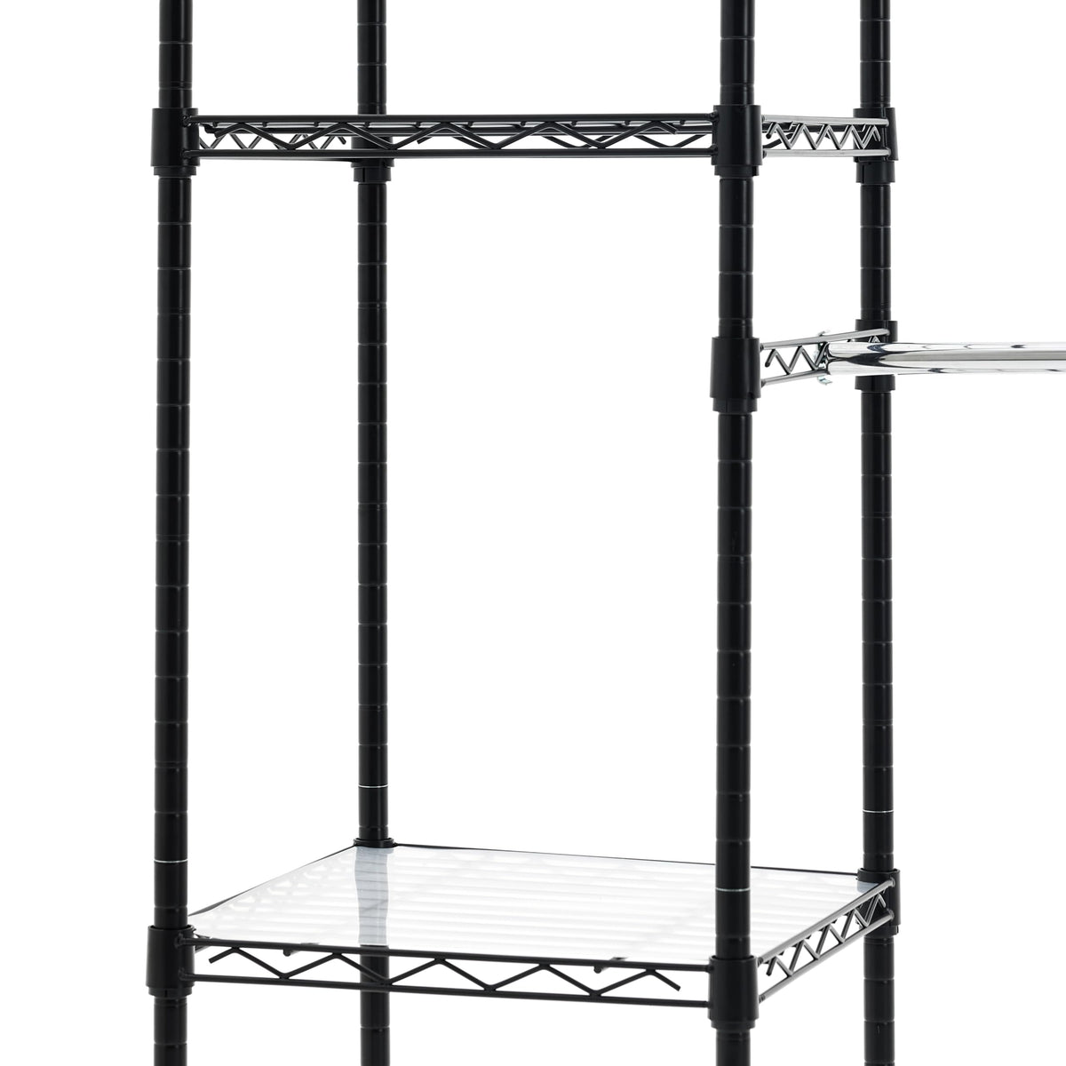Amazon Basics Expandable Metal Hanging Closet Organizer System with Storage Shelves, Adjustable, Easy to Assemble, 57-80"L x 14"W x 72"H, Black