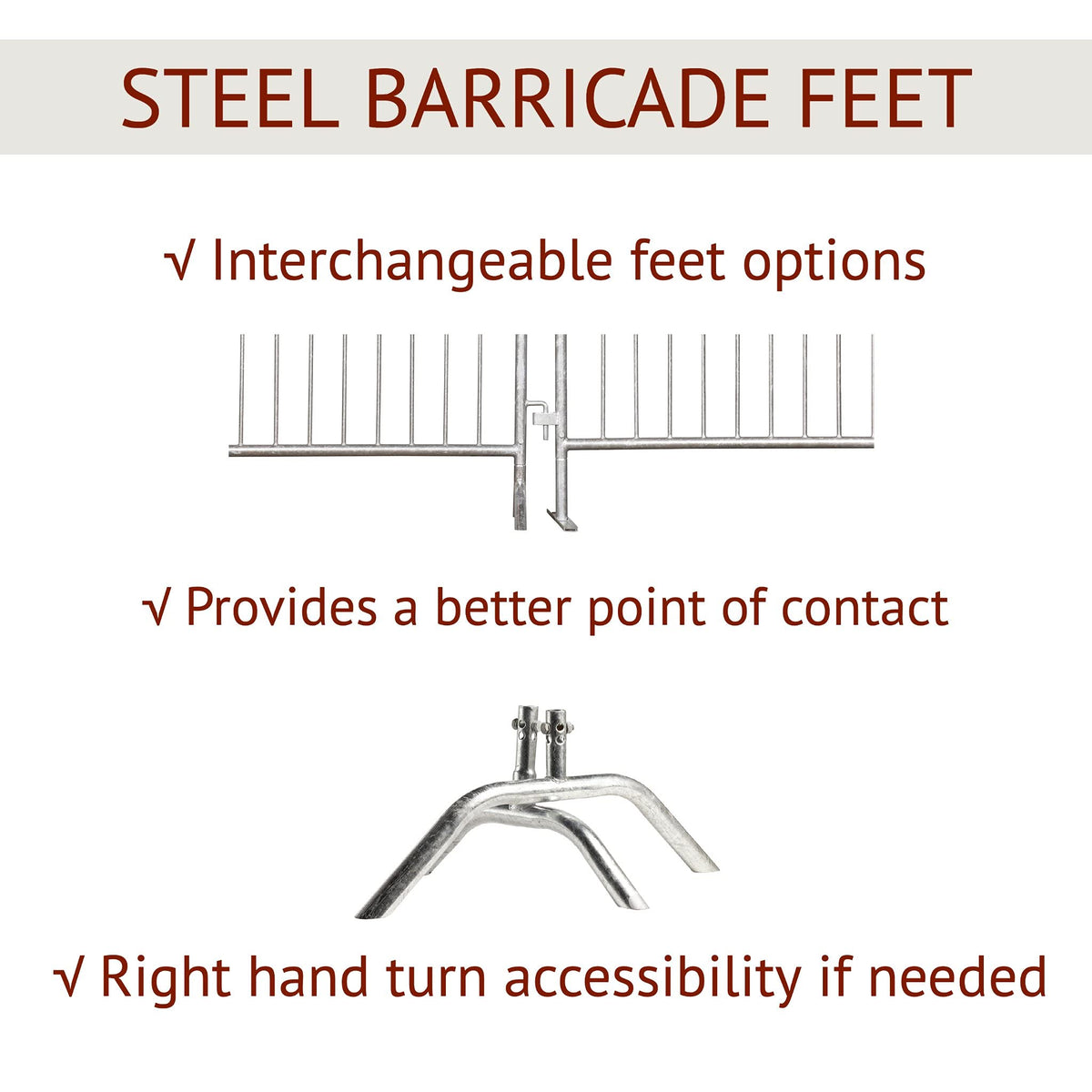 Angry Bull Barricades Metal Interlocking Steel Barricade (8.5 Ft. Heavy Duty, Bridge Feet, Black Powder Coated, Set of 10)