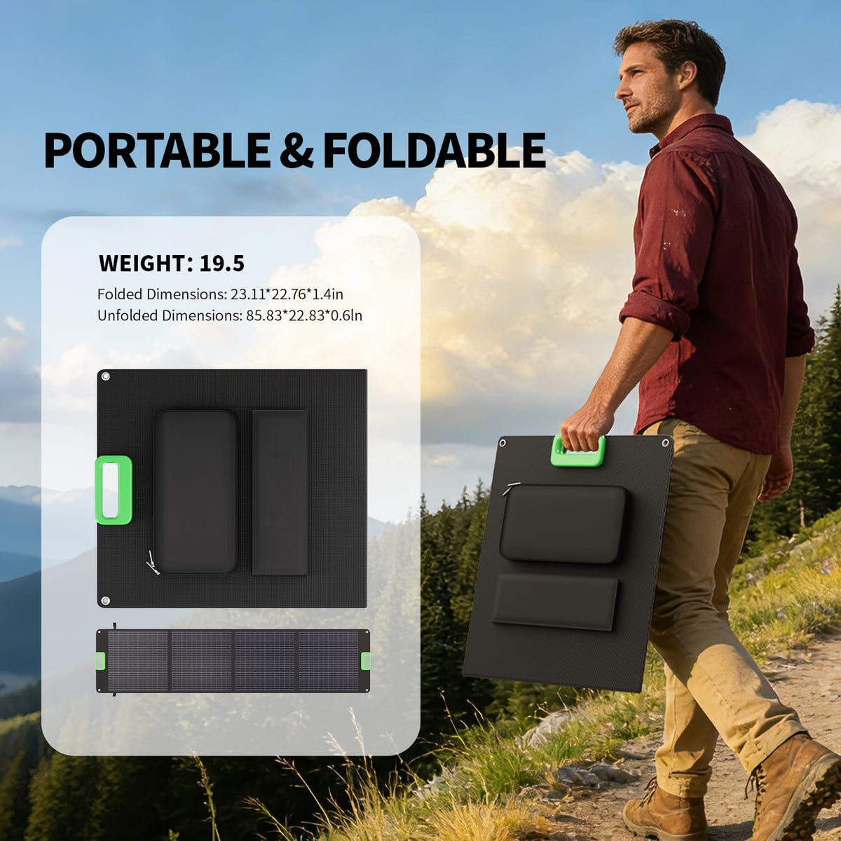 200W Portable Solar Panel Charger with 4 Kickstands, IP65 Waterproof Foldable Solar Charger Kit with DC XT60 & Anderson Outputs for Power Stations, Outdoor RV Camping, and Emergency Blackout