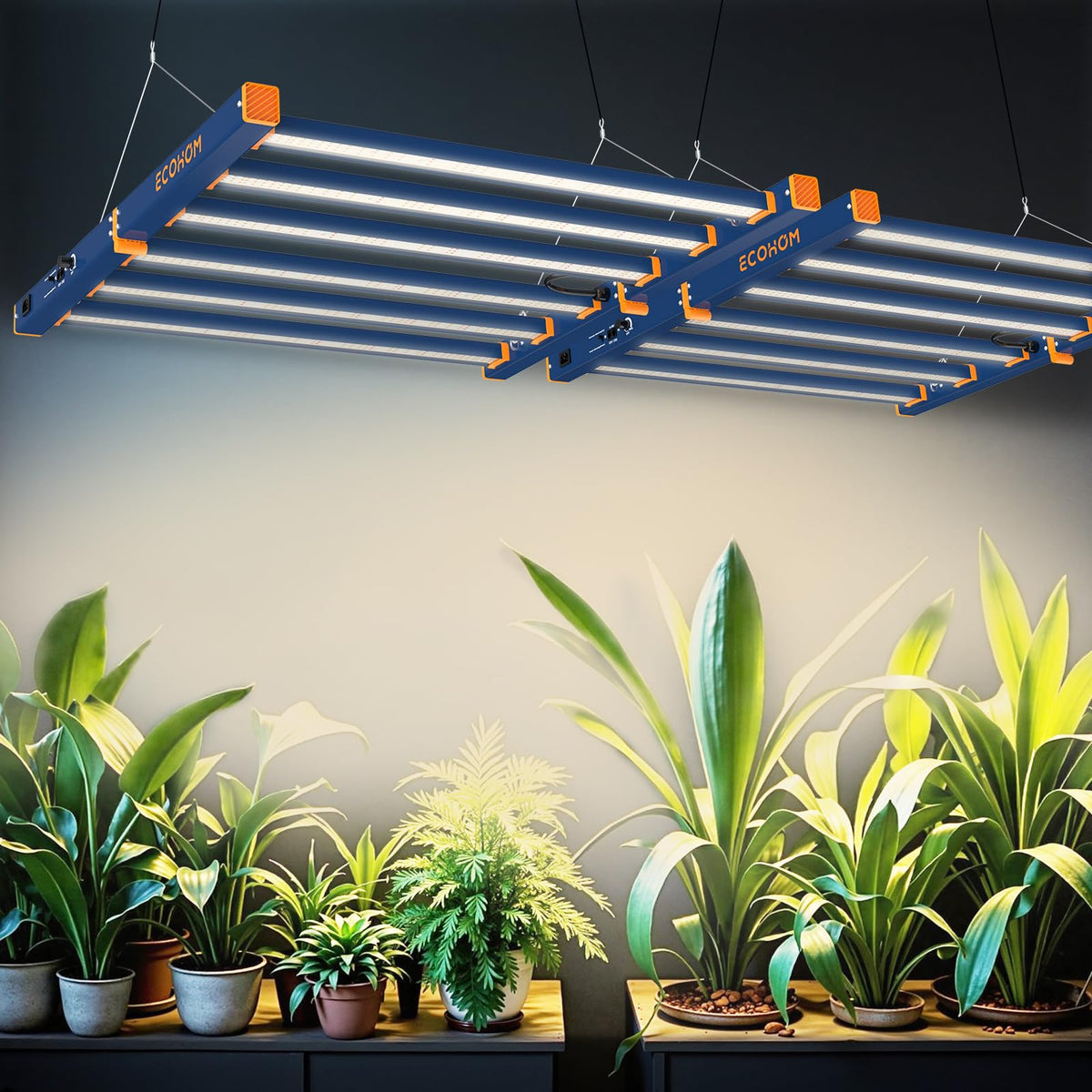 ECOHOM 500W LED Grow Light, Full Spectrum Dimmable Daisy Chain, Pro Bar Style for 4x4ft Grow Tent, Foldable & Hanging Growing Lamp for Indoor Plants Seedlings, Veg and Bloom