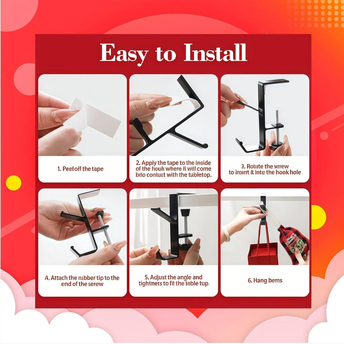 Stocking Holders for Mantle,Garland Hangers for Mantle,Fireplace Stocking and Garland Hanger,4pcs 2-in-1 Adjustable Non Drilled Wall Stove Hook for Christmas Day Home Decoration Metal (Black)