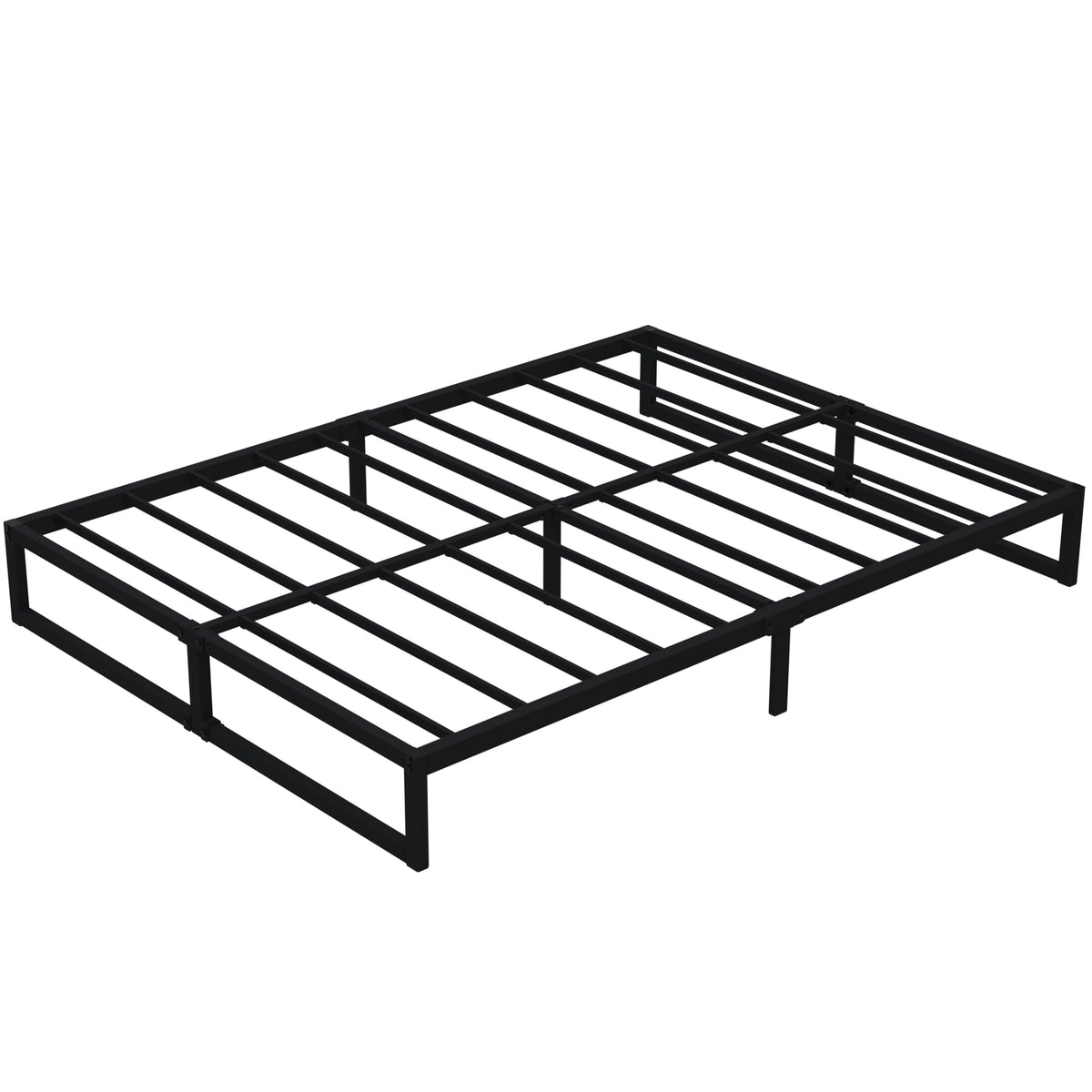 Lutown-Teen 9 Inch Queen Size Bed Frame Heavy Duty Steel Slat Support Metal Platform Queen Bed Frame No Box Spring Needed, Easy Assembly, Black
