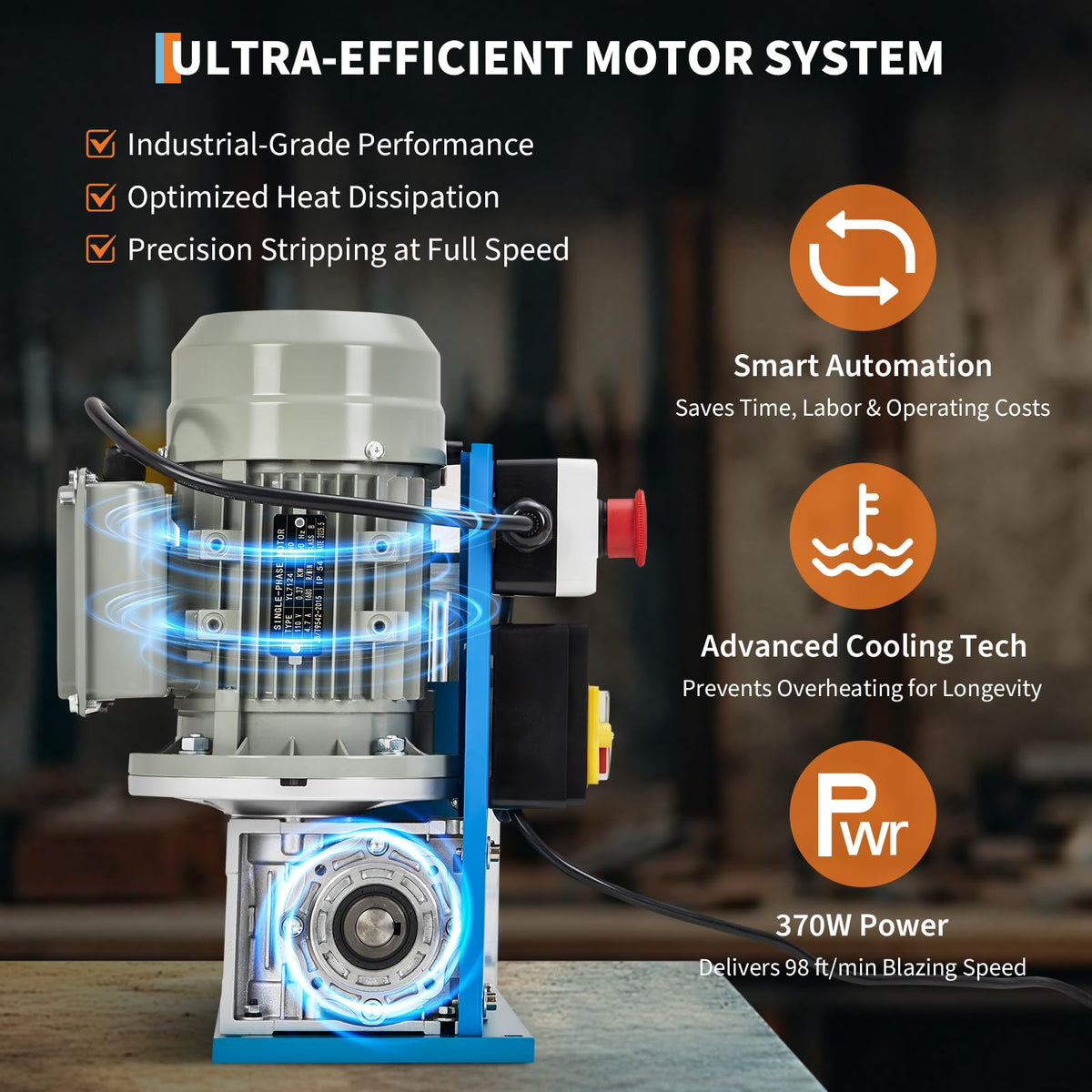 Automatic Wire Stripper Machine, 370w 0.06" - 1.5" Electric Wire Stripping Machine, Cable Stripper for Scrap Copper Wire Cable Recycling, 370w 10 Channels 10 Blades with Transparent Panel