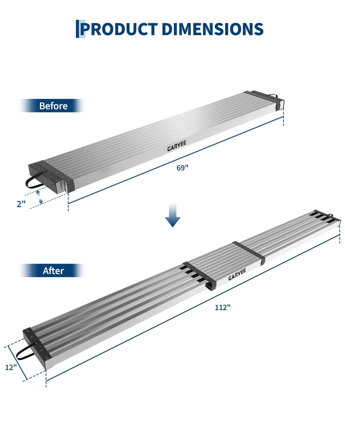 Telescoping Aluminum Work Plank, Heavy Duty Scaffold Platform Accessory, 6-9FT, 440LB Capacity, Anti-Slip, Portable Ladder Extension Board for Indoor/Outdoor Use