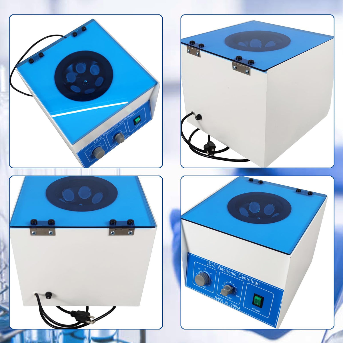 Maisutseb 50ml*6 Electric Benchtop Centrifuge 4000 RPM Lab Centrifuge Machine 110V 60HZ PRP Desktop Centrifuge Stepless Control with Blue Cover Plate Centrifugadora de Plasma