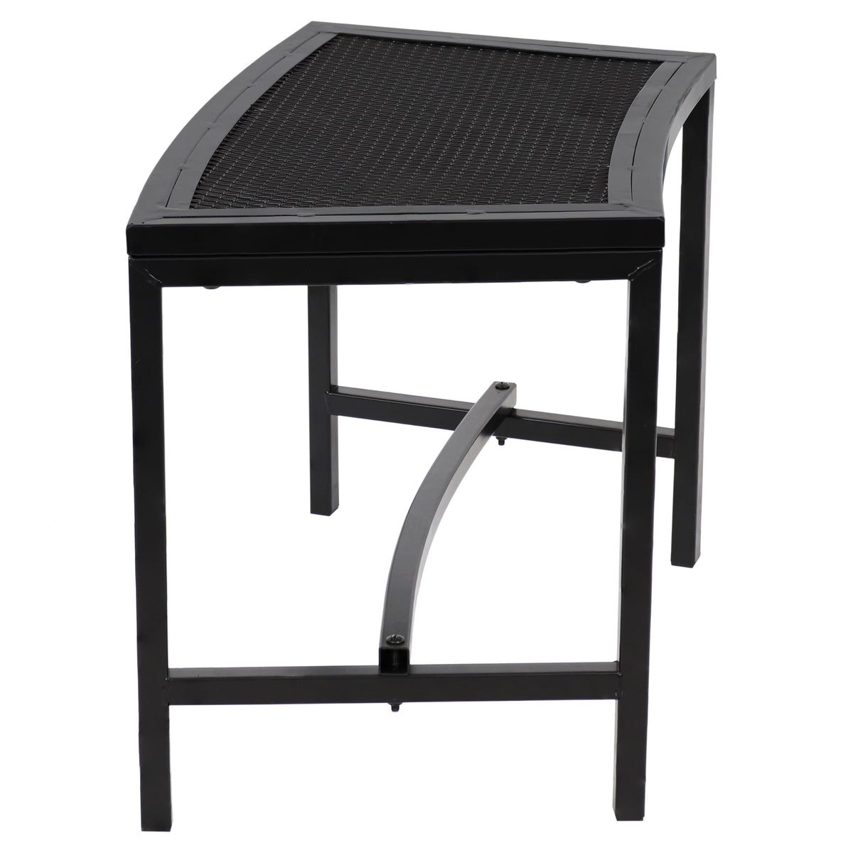 Sunnydaze Mesh Outdoor Curved Bench - Metal Patio Bench Set - Heavy-Duty Outdoor Seats for Backyard or Fire Pit - Black - Set of 2