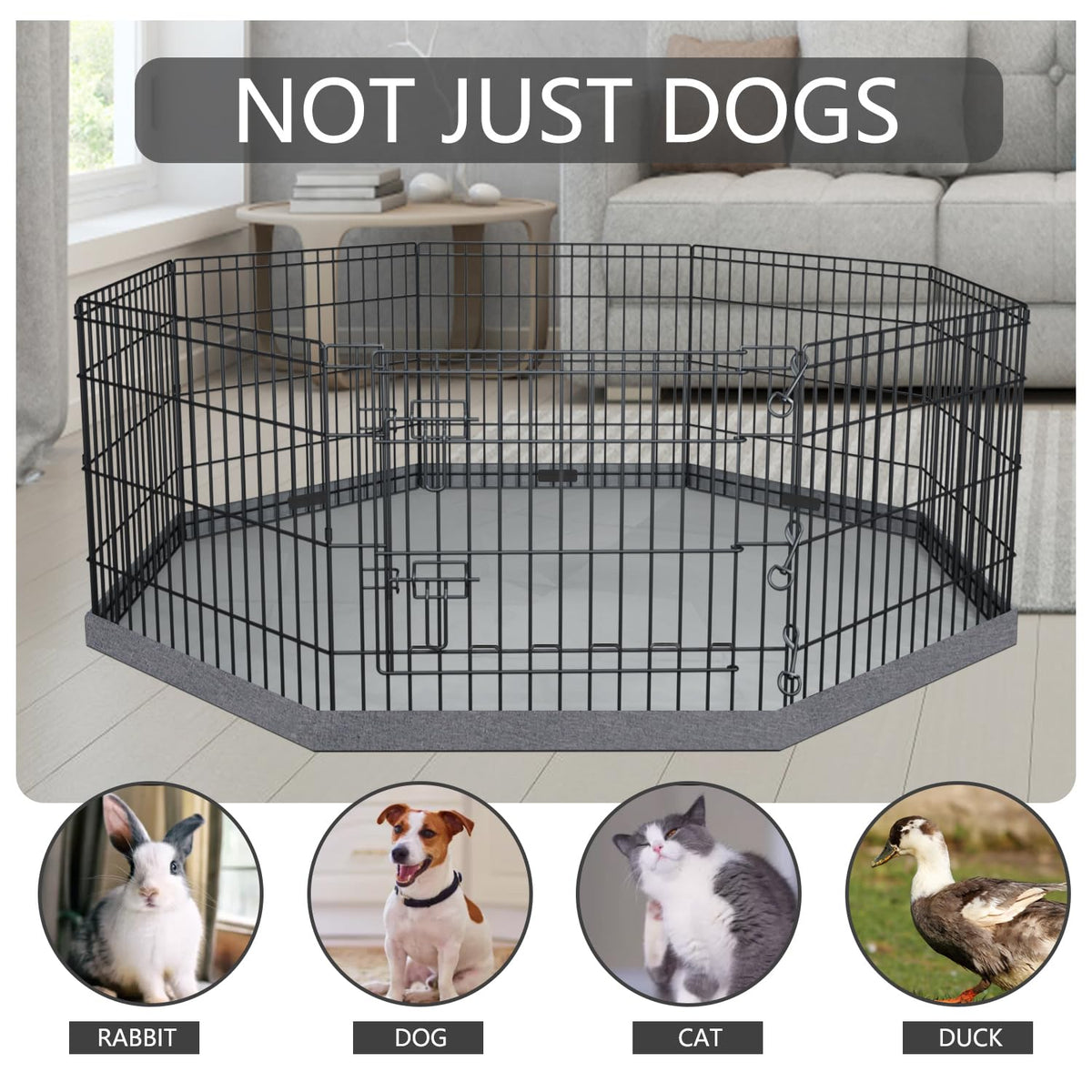 PETIME Foldable Metal Dog Exercise Pen/Pet Puppy Playpen Kennels Yard Fence Indoor/Outdoor 8 Panel 24" W with Top Cover and Bottom Pad (Playpen+Bottom+Top Cover, 8 Panels 24" H)