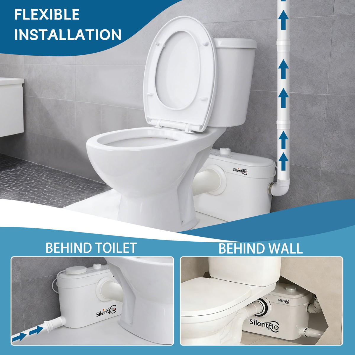 800W Macerator Pump, Advanced Grinding Upflush System, Macerating Toilet Sewerage Pump for Basement, Sink, Toilet, Laundry, Kitchen